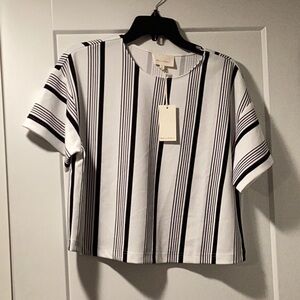 NWT‎ Melloday Size M White/Black Striped Boxy Blouse